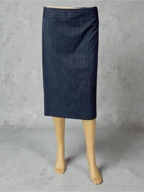 Candie's Pinstripe Pencil Skirt with Bows above Slits in Back